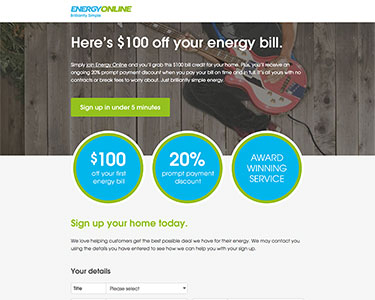 Screenshot of work for Energy Online