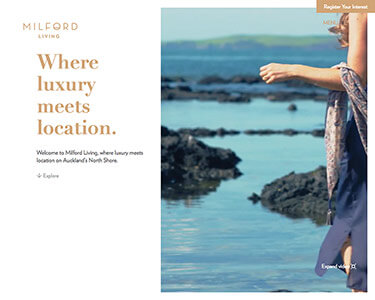 Screenshot of work for Milford Living