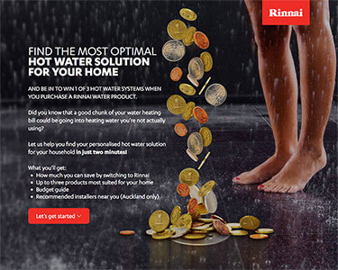 Screenshot of work for Rinnai Water Campaign